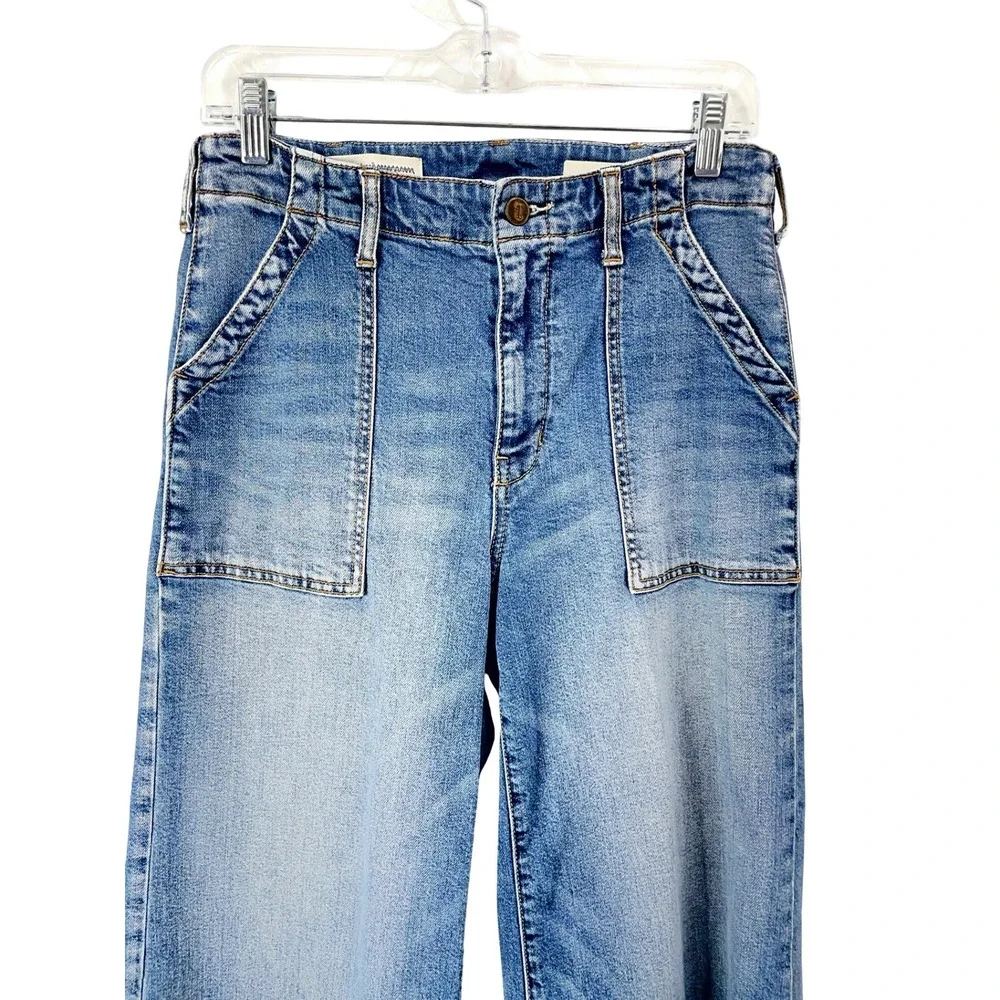 Anthropologie Pilcro High-Rise Crop Wide-Leg Jeans Size 29 blue boho utility